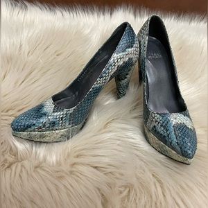 Stuart Weitzman Real Snakeskin Pumps Shoes in 4.5 M - Neutral Blue (No Box)